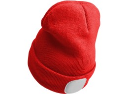 Bonnet avec lampe frontale 180 lm, rechargeable, USB, taille unique, coton/PE, rouge