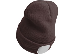 Bonnet avec lampe frontale 180 lm, rechargeable, USB, taille unique, coton/PE, brun