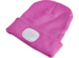 Bonnet avec lampe frontale 180 lm, rechargeable, USB, taille unique, coton/PE, rose