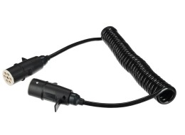 Câble spiralé de liaison 7 broches type S TRAILER CABLE 10, fiche en plastique, 24V, 3,5m