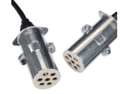 Câble spiralé de liaison 7 broches type S TRAILER CABLE 12, fiche métallique, 24V, 3,5m
