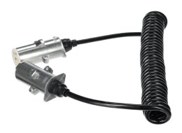 Câble spiralé de liaison 7 broches type S TRAILER CABLE 12, fiche métallique, 24V, 3,5m