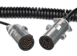 Câble spiralé de liaison 7 broches type N TRAILER CABLE 13, fiche métallique, 24V, 3,5m