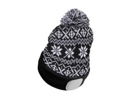 Bonnet avec lampe frontale 180 lm, rechargeable, USB, taille unique, coton/PE, noir (hiver)