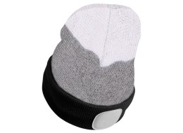 Bonnet avec lampe frontale 180 lm, rechargeable, USB, taille unique, coton/PE, noir/gris/blanc