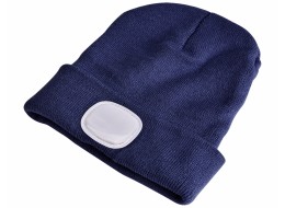 Bonnet avec lampe frontale 180 lm, rechargeable, USB, taille unique, coton/PE, bleu