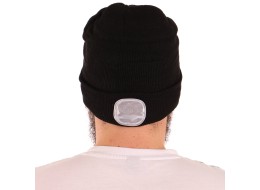 Bonnet avec lampe frontale 180 lm, rechargeable, USB, taille unique, coton/PE, noir