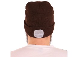 Bonnet avec lampe frontale 180 lm, rechargeable, USB, taille unique, coton/PE, brun