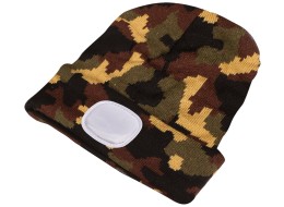 Bonnet avec lampe frontale 180 lm, rechargeable, USB, taille unique, coton/PE, camouflage