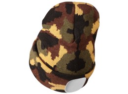 Bonnet avec lampe frontale 180 lm, rechargeable, USB, taille unique, coton/PE, camouflage