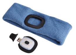 Bandeau avec lampe frontale 180 lm, rechargeable, USB, taille unique, coton/PE, bleu
