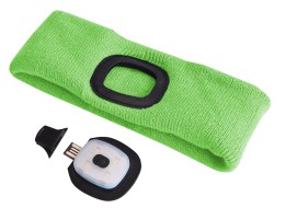 Bandeau avec lampe frontale 180 lm, rechargeable, USB, taille unique, coton/PE, vert fluorescent