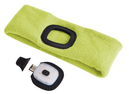 Bandeau avec lampe frontale 180 lm, rechargeable, USB, taille unique, coton/PE, jaune fluorescent