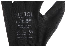 Gants de travail en polyester partiellement enduits de polyuréthane GLOVE PE-PU 9, noirs, taille 9