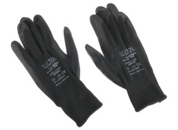 Gants de travail en polyester partiellement enduits de PU GLOVE PE-PU 10, noirs, taille 10\