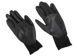 Gants de travail en polyester partiellement enduits de PU GLOVE PE-PU 10, noirs, taille 10\