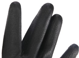 Gants de travail en polyester partiellement enduits de PU GLOVE PE-PU 10, noirs, taille 10\