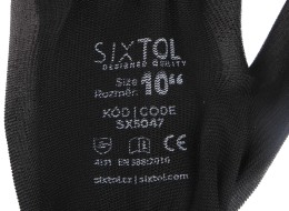 Gants de travail en polyester partiellement enduits de PU GLOVE PE-PU 10, noirs, taille 10\