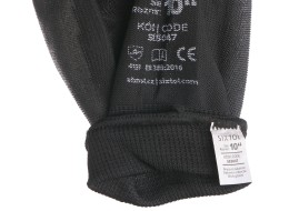 Gants de travail en polyester partiellement enduits de PU GLOVE PE-PU 10, noirs, taille 10\