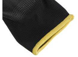 Gants de travail en polyester partiellement enduits de polyuréthane GLOVE PE-PU 11, noirs, taille 11