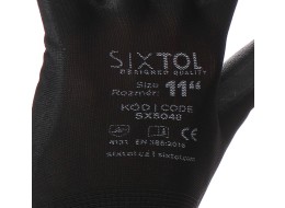 Gants de travail en polyester partiellement enduits de polyuréthane GLOVE PE-PU 11, noirs, taille 11