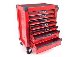 Servante d'atelier MECHANIC TROLLEY KEVIN RED 210, 7 tiroirs, 210 pièces d'outillage