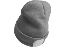 Bonnet avec lampe frontale 180 lm, rechargeable, USB, taille unique, coton/PE, gris clair