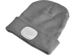 Bonnet avec lampe frontale 180 lm, rechargeable, USB, taille unique, coton/PE, gris clair