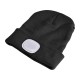 Bonnet avec lampe frontale 180 lm, rechargeable, USB, taille unique, coton/PE, noir