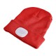 Bonnet avec lampe frontale 180 lm, rechargeable, USB, taille unique, coton/PE, rouge