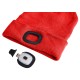 Bonnet avec lampe frontale 180 lm, rechargeable, USB, taille unique, coton/PE, rouge