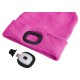 Bonnet avec lampe frontale 180 lm, rechargeable, USB, taille unique, coton/PE, rose
