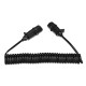 Câble spiralé de liaison 7 broches type S TRAILER CABLE 10, fiche en plastique, 24V, 3,5m