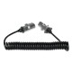Câble spiralé de liaison 7 broches type S TRAILER CABLE 12, fiche métallique, 24V, 3,5m