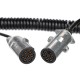 Câble spiralé de liaison 7 broches type N TRAILER CABLE 13, fiche métallique, 24V, 3,5m