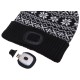 Bonnet avec lampe frontale 180 lm, rechargeable, USB, taille unique, coton/PE, noir (hiver)