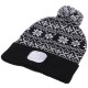 Bonnet avec lampe frontale 180 lm, rechargeable, USB, taille unique, coton/PE, noir (hiver)