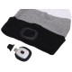 Bonnet avec lampe frontale 180 lm, rechargeable, USB, taille unique, coton/PE, noir/gris/blanc