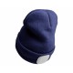 Bonnet avec lampe frontale 180 lm, rechargeable, USB, taille unique, coton/PE, bleu