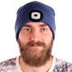 Bonnet avec lampe frontale 180 lm, rechargeable, USB, taille unique, coton/PE, bleu