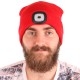 Bonnet avec lampe frontale 180 lm, rechargeable, USB, taille unique, coton/PE, rouge