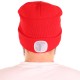 Bonnet avec lampe frontale 180 lm, rechargeable, USB, taille unique, coton/PE, rouge