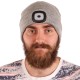 Bonnet avec lampe frontale 180 lm, rechargeable, USB, taille unique, coton/PE, gris clair