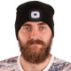 Bonnet avec lampe frontale 180 lm, rechargeable, USB, taille unique, coton/PE, noir