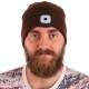 Bonnet avec lampe frontale 180 lm, rechargeable, USB, taille unique, coton/PE, brun
