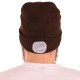 Bonnet avec lampe frontale 180 lm, rechargeable, USB, taille unique, coton/PE, brun