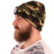 Bonnet avec lampe frontale 180 lm, rechargeable, USB, taille unique, coton/PE, camouflage