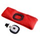 Bandeau avec lampe frontale 180 lm, rechargeable, USB, taille universelle, coton/PE, rouge