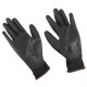 Gants de travail en polyester partiellement enduits de PU GLOVE PE-PU 9, noirs, taille 9, 6 paires