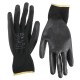 Gants de travail en polyester partiellement enduits de polyuréthane GLOVE PE-PU 11, noirs, taille 11